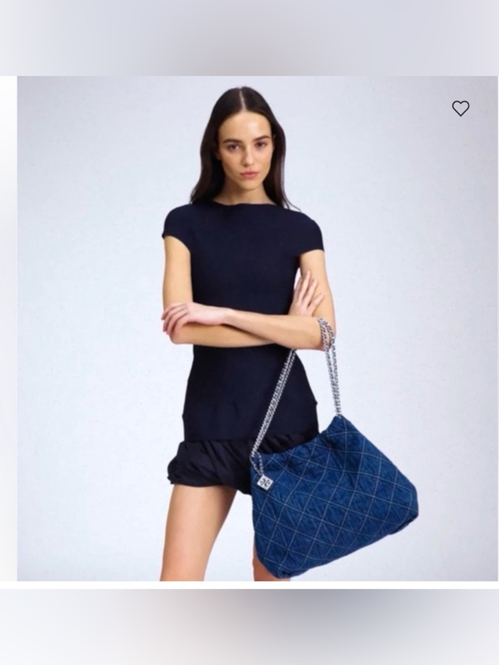 Tory Burch Fleming Denim Quilted Shoulder Bag